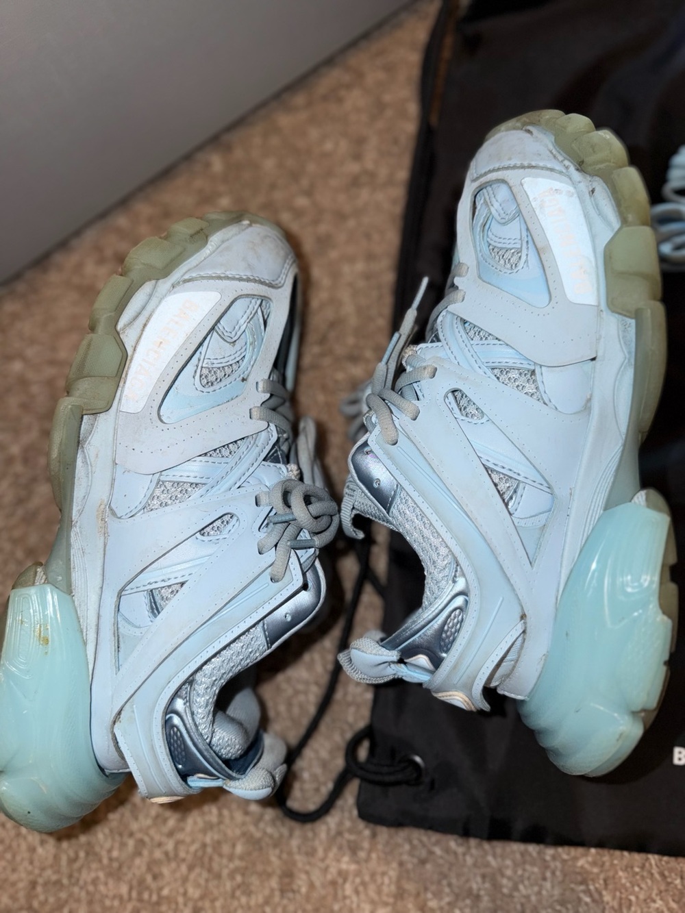 Balenciaga Light Blue Gray Shoe Box Label - Track Cleansole condition cooked - Picture 3 of 7
